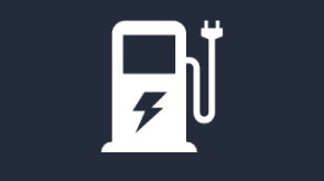 Une icône graphique d’une pompe à essence avec cordon électrique remplaçant un pistolet à essence est montrée.